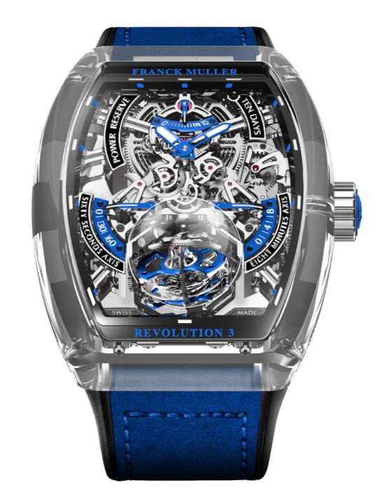 Review Franck Muller Vanguard Revolution 3 Skeleton Sapphire - Blue V50 REV 3 PR SQT BL SAPHIRE Replica Watch